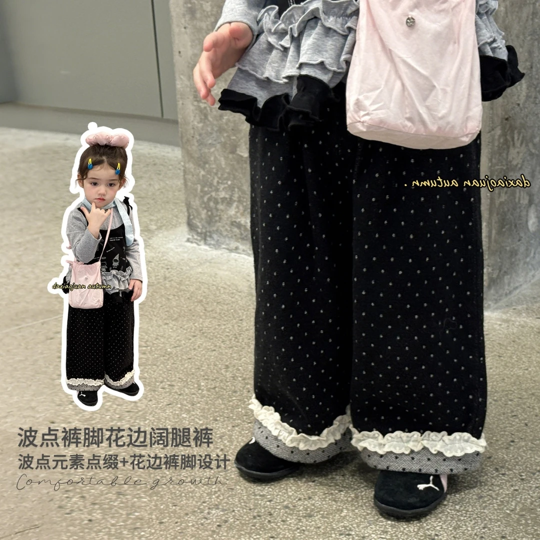 【大小卷】秋季女童时尚波点碎花裤脚休闲裤-92010