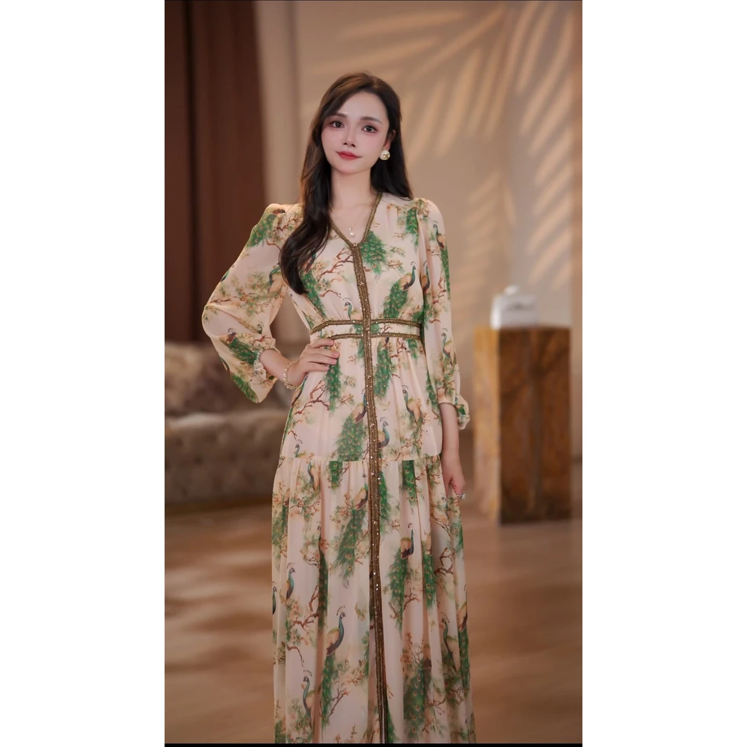 【乔伊】孔雀仙子 春夏气质日常度假风收腰连衣裙-YL20170