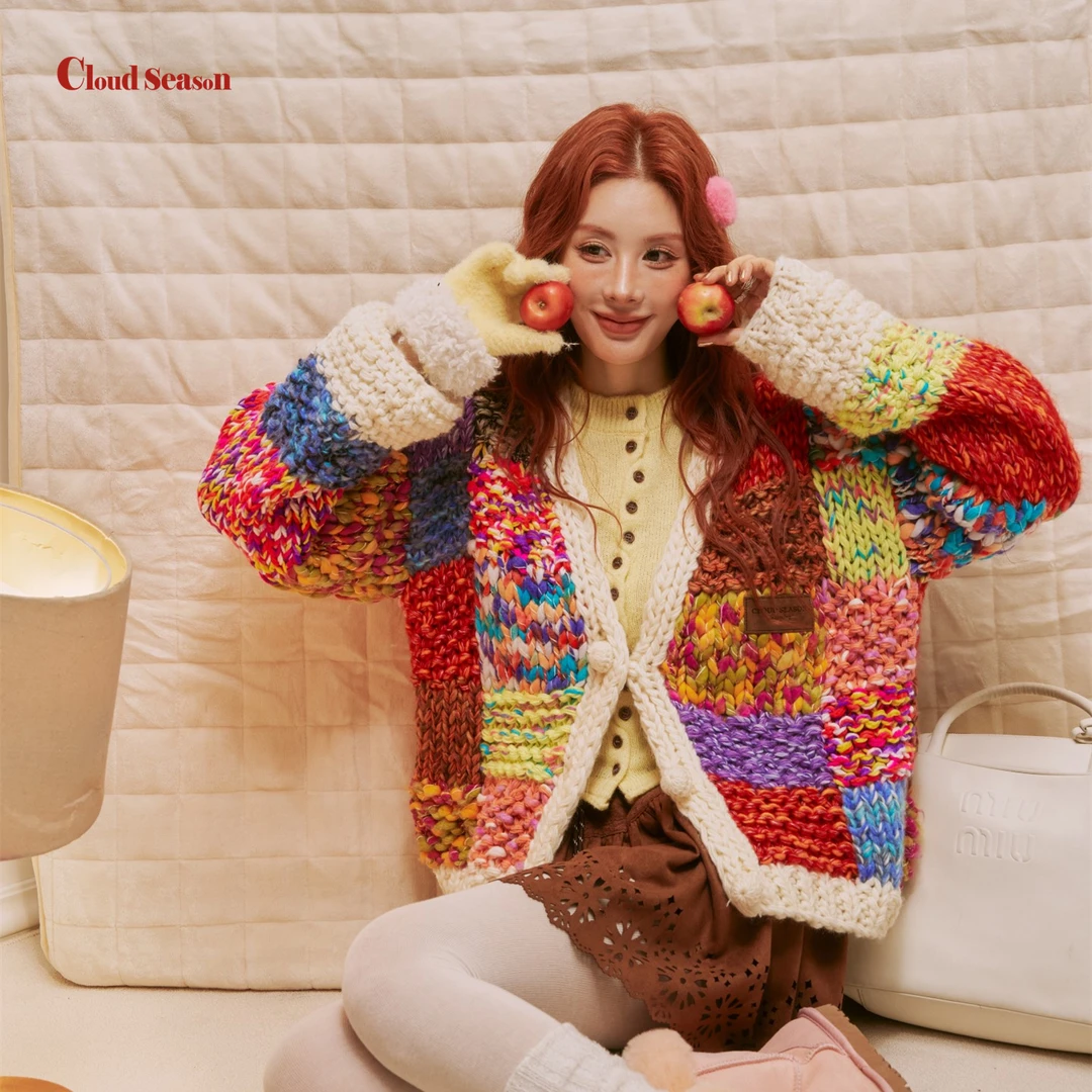 CLOUDSEASON蔷薇梦境手钩冬季毛衣秋冬1彩色女秋冬内搭可外穿