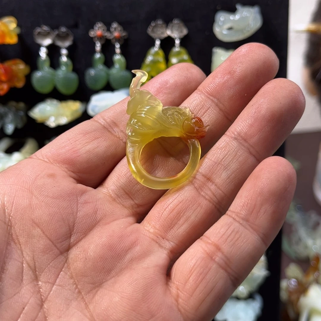 蛇纹石玉戒指合金凤*喵