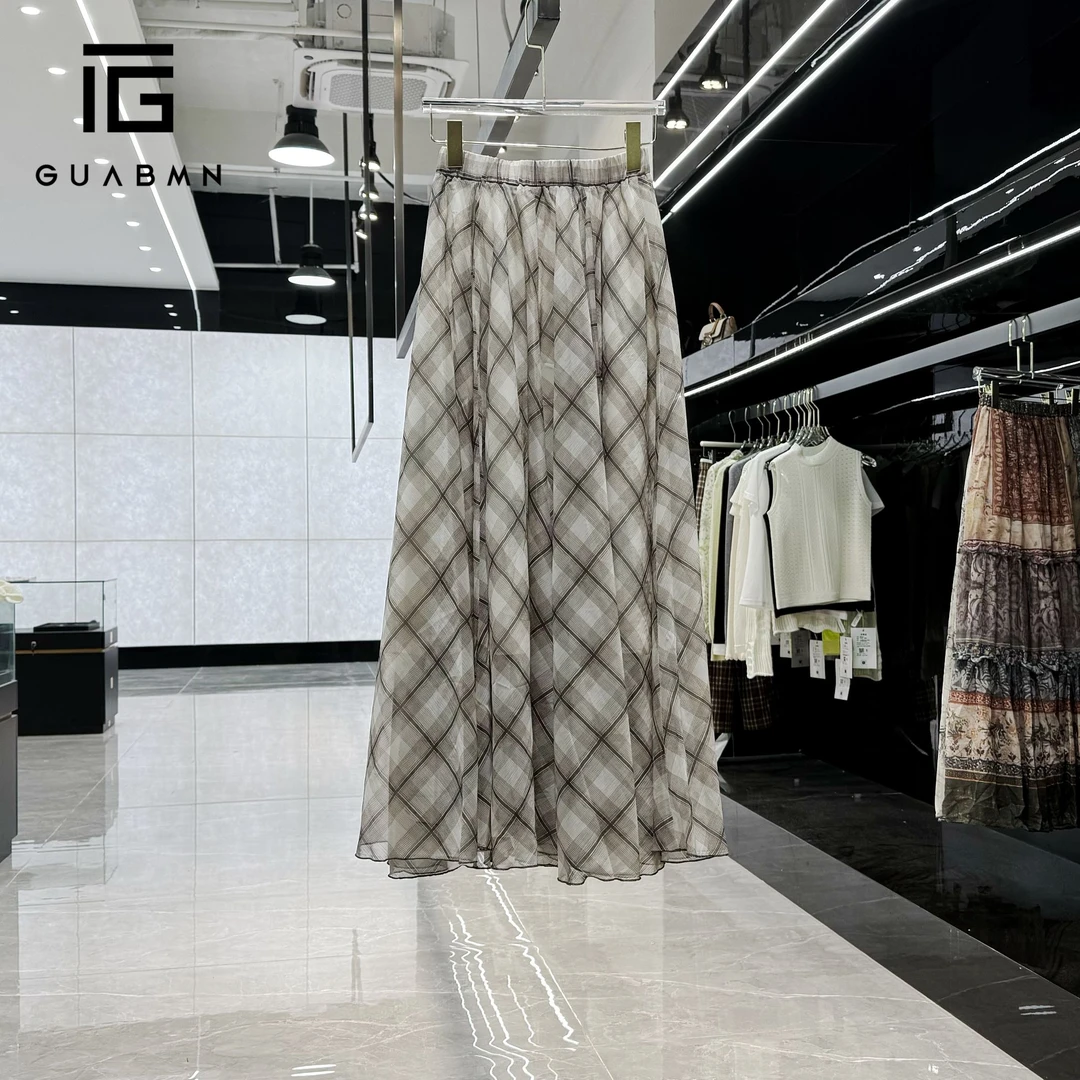GUABMN2025夏季新款法式复古度假风格纹半裙初夏穿搭5056
