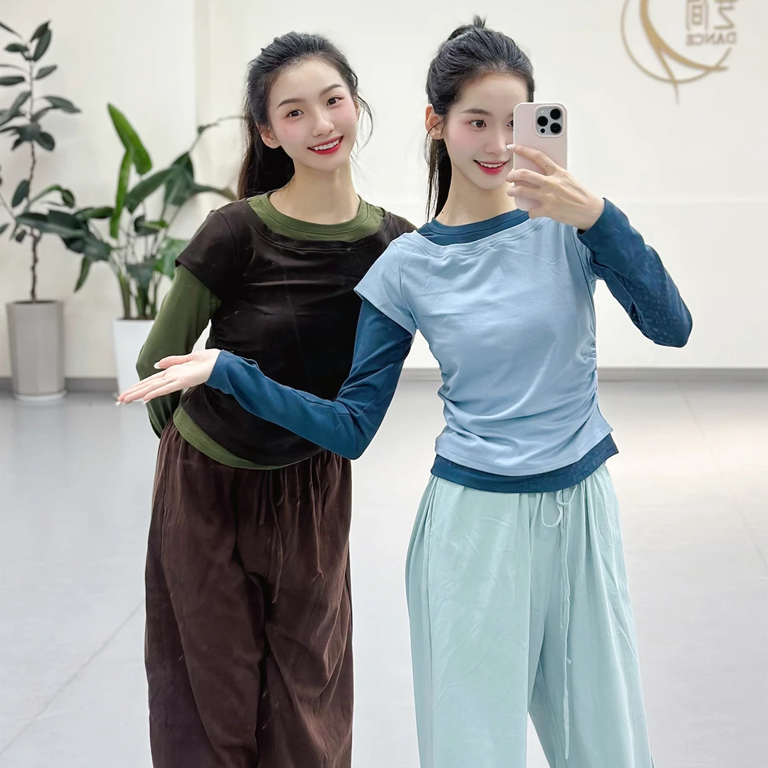 现代舞假两件上衣秋冬新款舞蹈练功服日常可穿中国古典舞训练服装