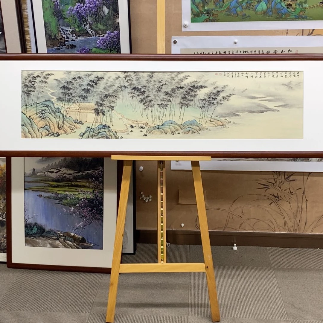 国画小*手绘绢本精品山水，四尺对开，画心