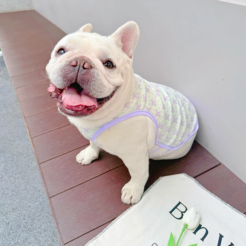 HeyElf宠物衣服法斗巴哥背心雪纳瑞夏装比熊泰迪薄款透气狗狗T恤