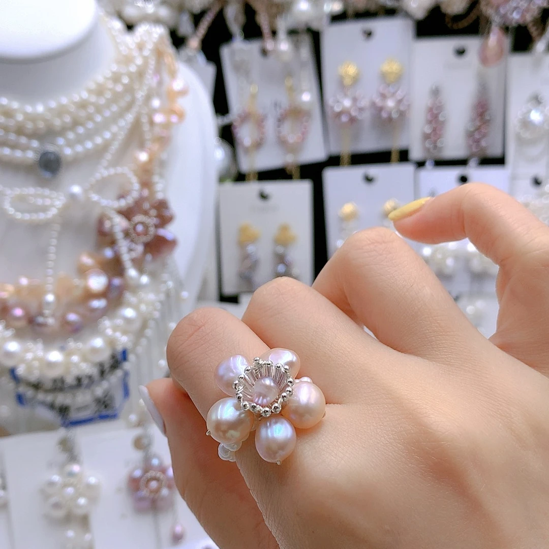 银S925镶嵌耳饰淡水珍珠