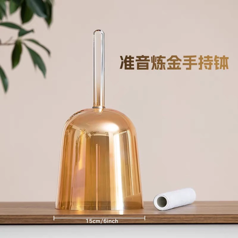 金茶色手持钵透明炼金水晶钵音乐碗疗愈乐器瑜伽头疗钵七音定制钵