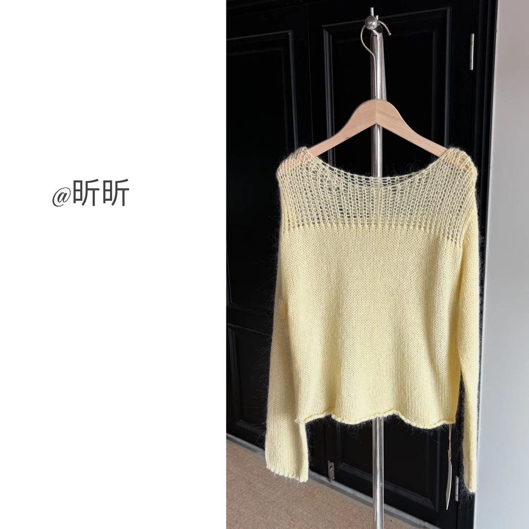 马海毛韩系镂空设计感时尚超温柔毛衣