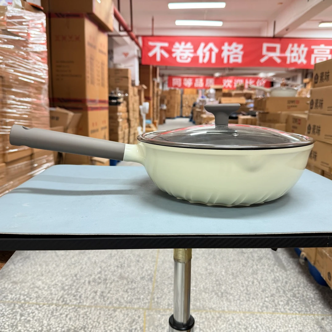 28CM  钛陶瓷不粘炒锅 内灰外白
