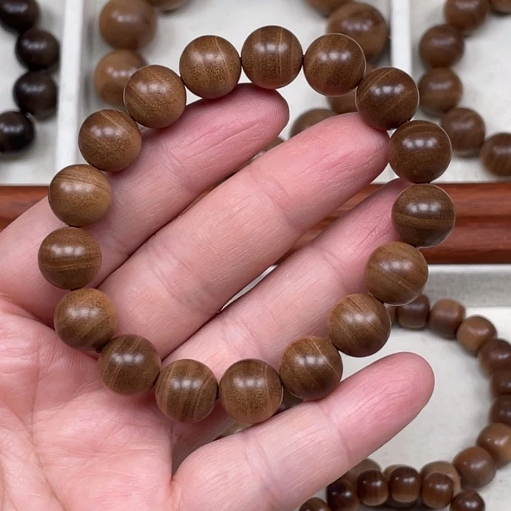 檀香木手串/手链迈索尔正区老山檀香1.2/17横纹焦糖奶韵