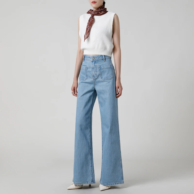 宽松微喇叭 | 牛仔裤女显瘦2025年夏季新款小众设计阔腿拖地裤