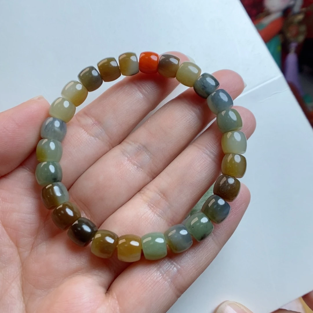 和田玉手链未镶嵌楼兰三色