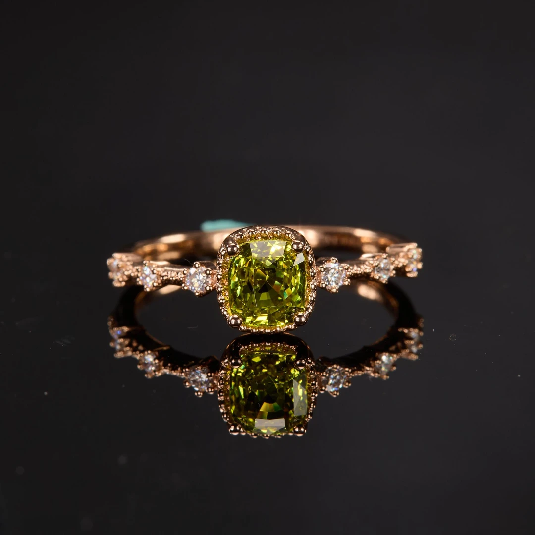 如苑珠宝18K金金绿宝石戒指/1.03ct/GUILD/金丝雀