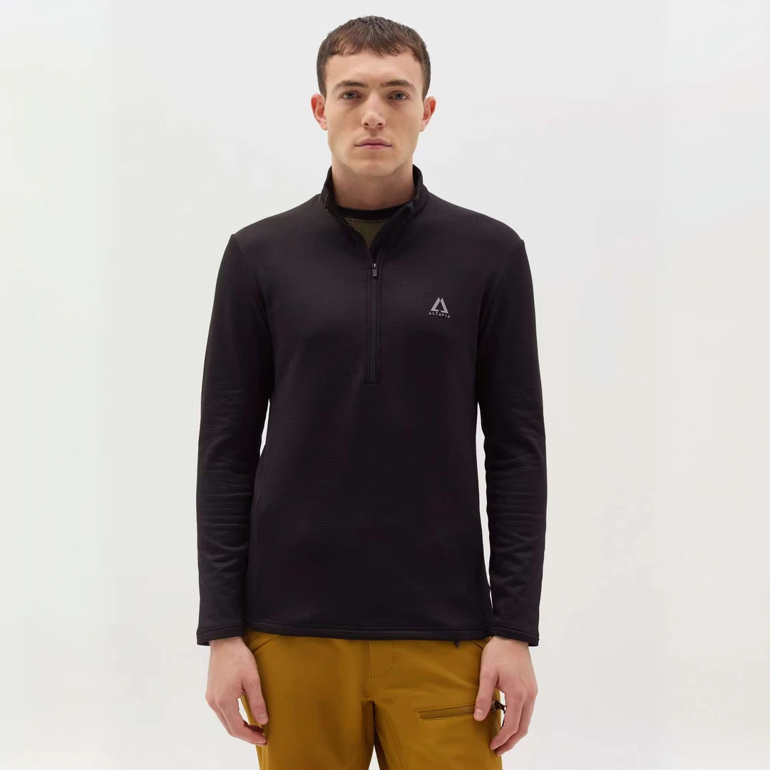 捡漏！亲子款！意单户外男女速干透气半拉链弹力抓绒衣外套