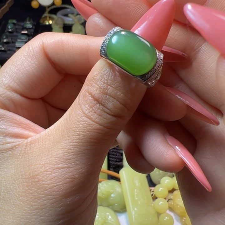 和田玉（碧玉）颈饰银S925镶嵌