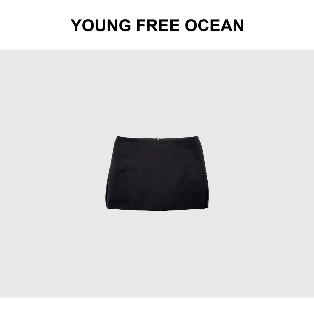 YOUNG FREE OCEAN2025春款 双拉链侧开衩裙裤8182