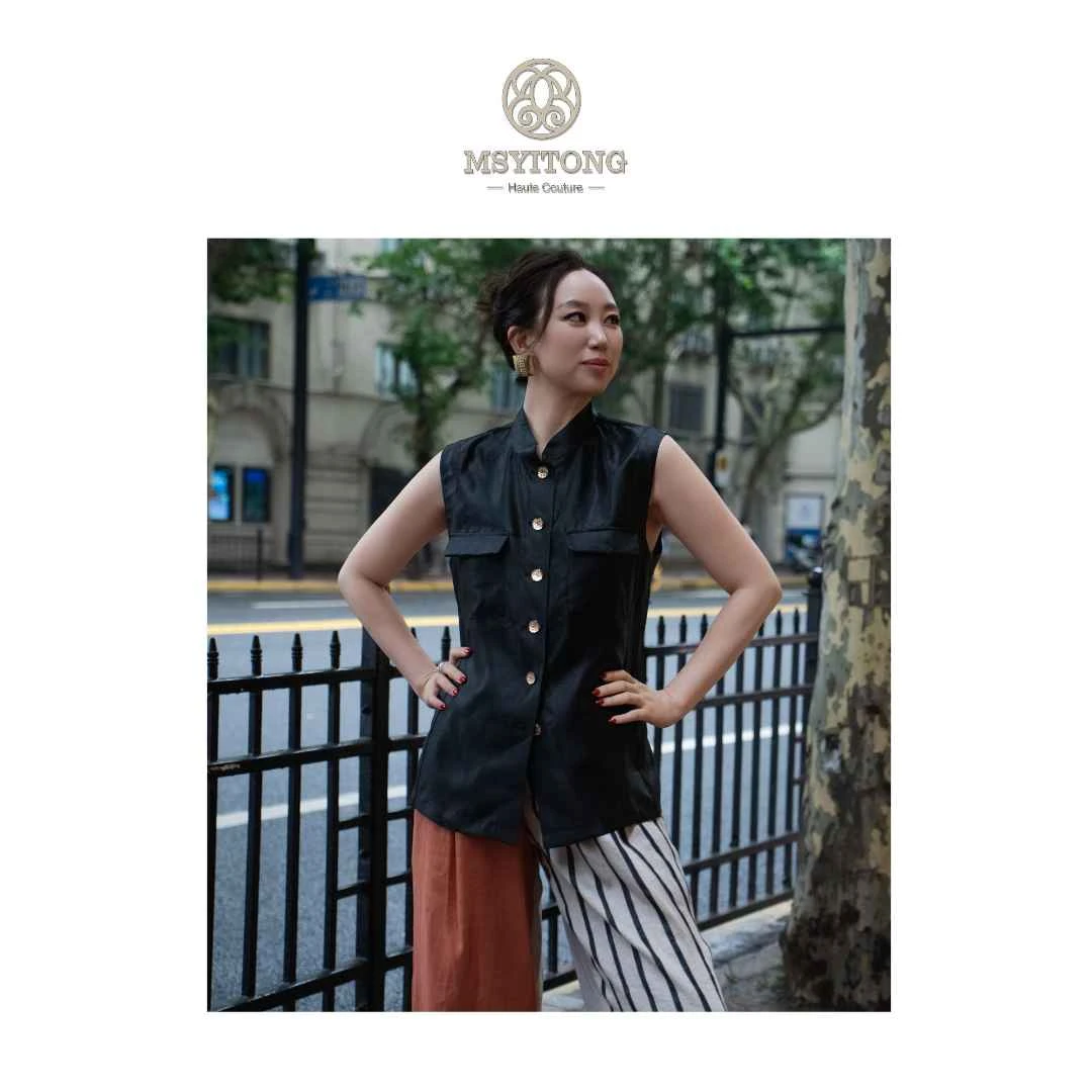 【MSYITONG甄选】墨砚香云纱黑色马褂