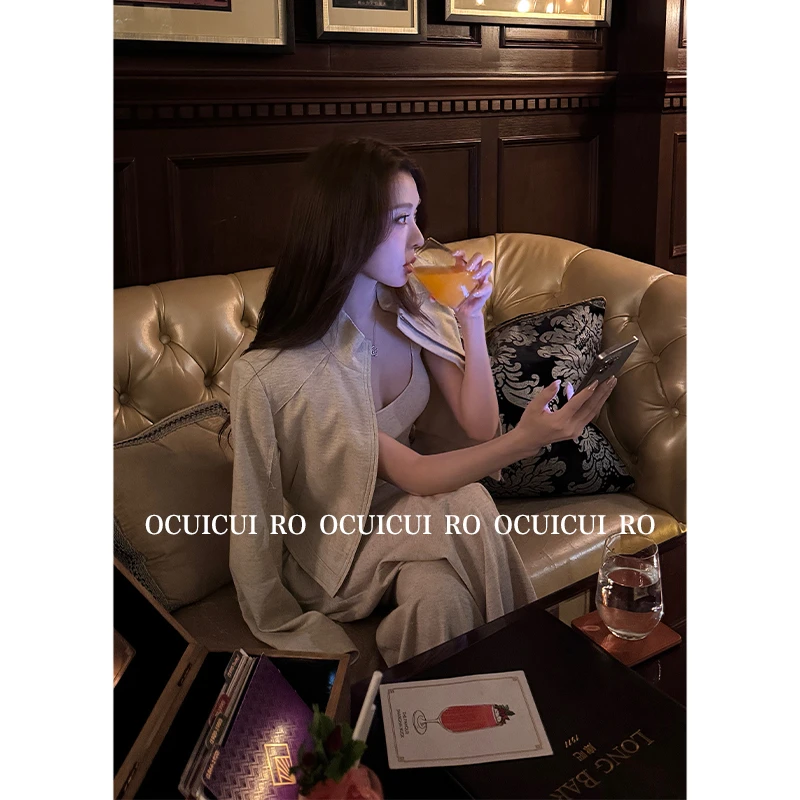 CUI CUI 崔崔【隅光叙事】早秋新款开衫时尚小众修身纯欲设计感套装