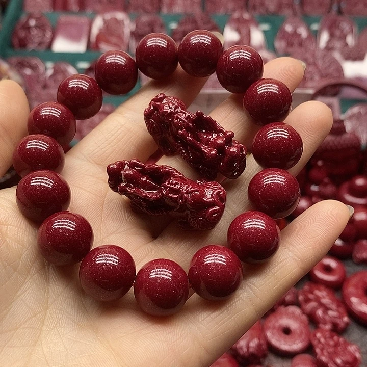 网****天然辰砂朱砂手串