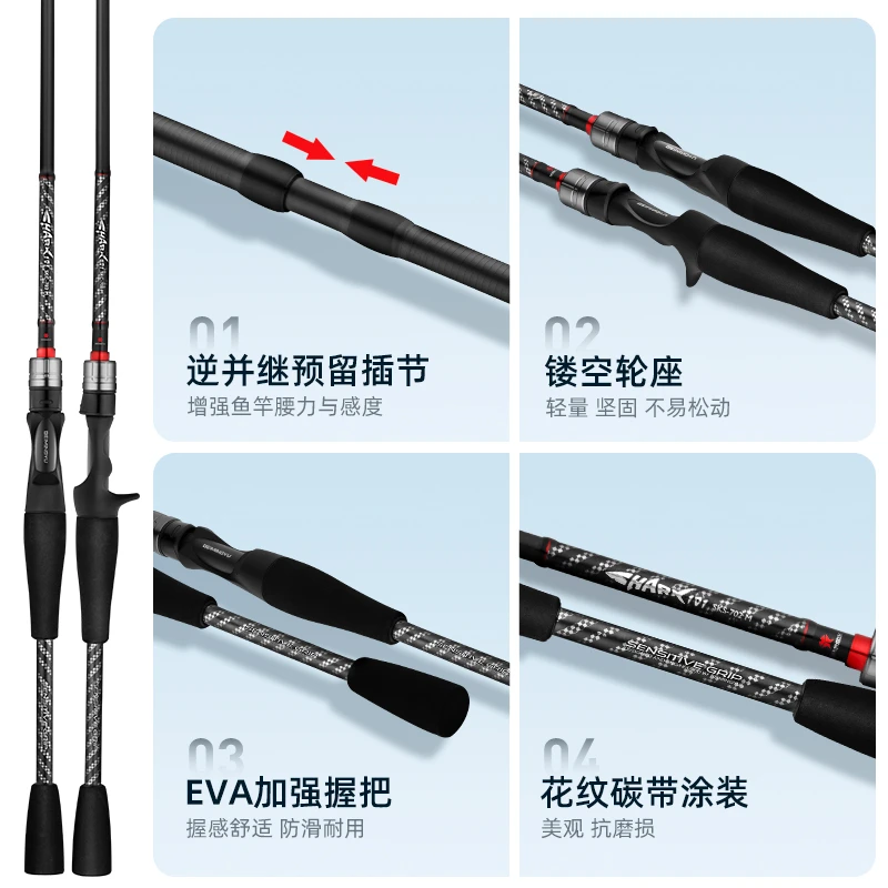 北冥鱼shark官方新款路亚竿远投超快调翘嘴鳜鱼鲈鱼枪直柄虫竿