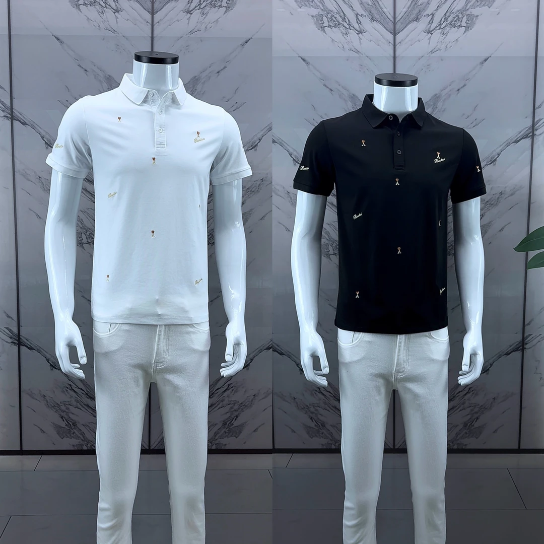 2025夏季新款高端刺绣高级感帅气修身时尚百搭透气男士短袖POLO衫