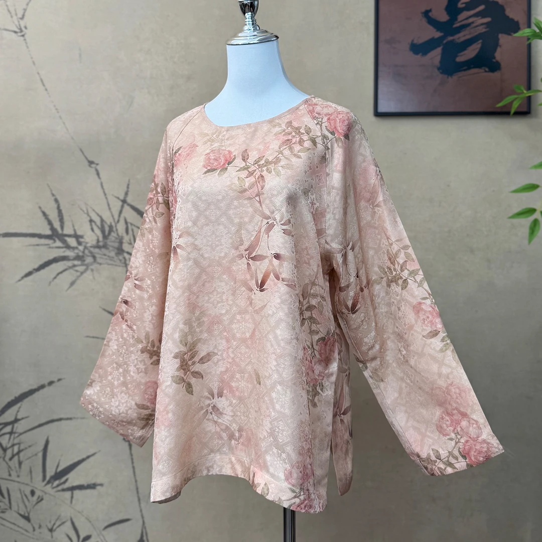 【卷卷新中式】“蜜桃山茶会烟雨"手工四经绞罗高配极简上衣