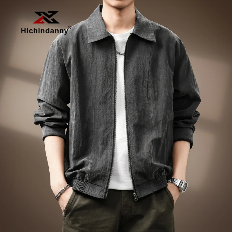 HICHIN户外休闲运动夹克男士春秋新款莱赛尔茄克宽松复古上衣外套
