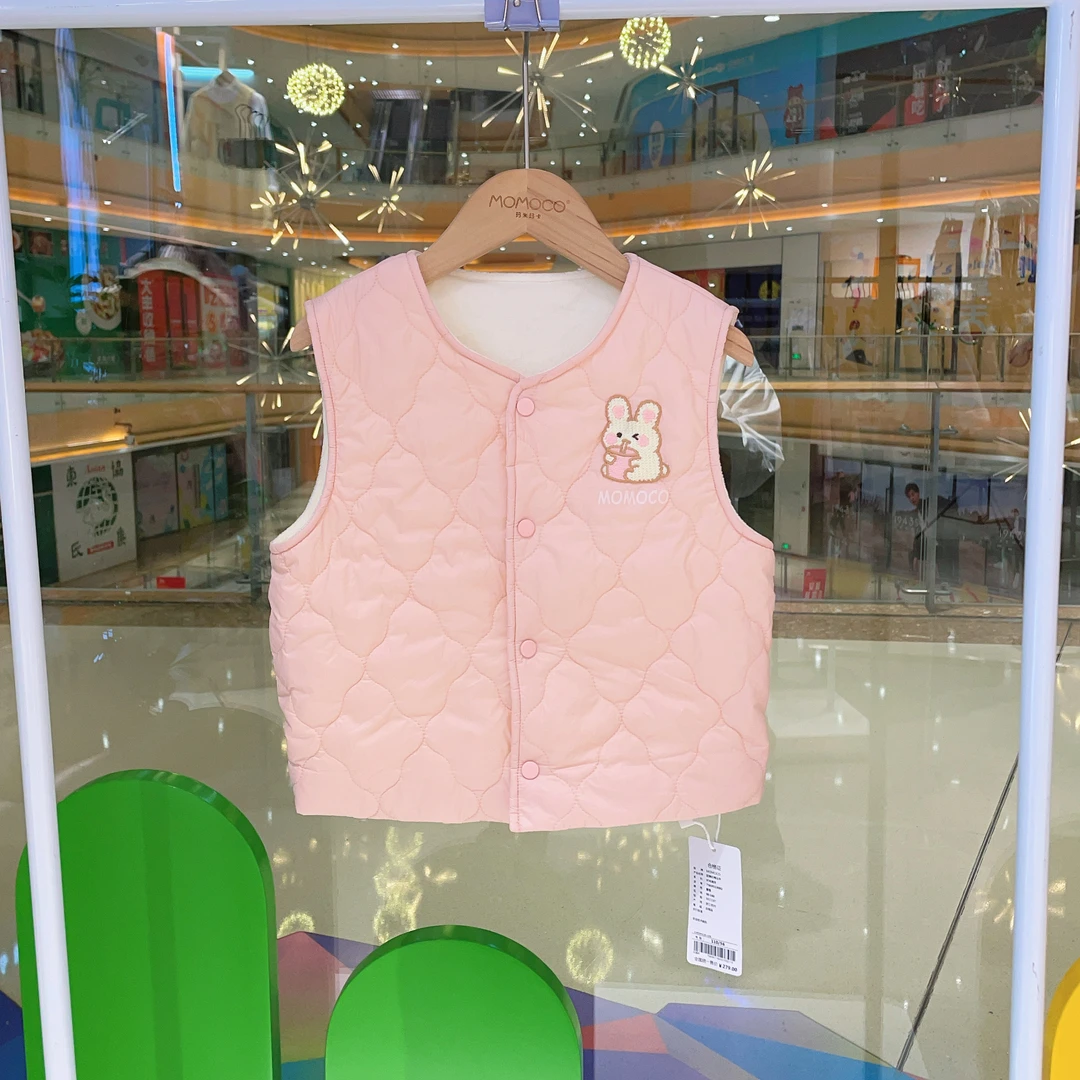 MOMOCO女童冬季女童甜美菱格兔子刺绣马甲75830115002