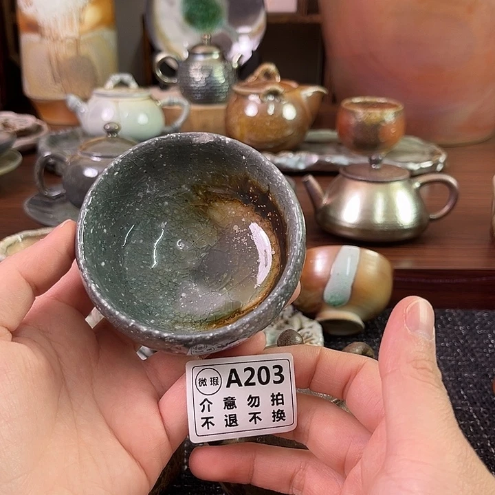 柴烧微瑕粗陶窑宝杯