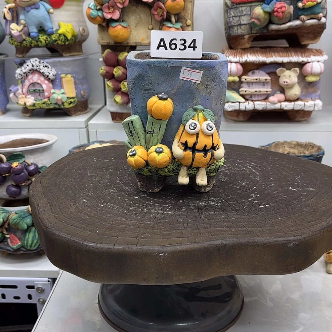 花盆634白狐花盆手捏