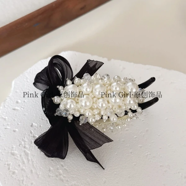 Pink Girl W893法式甜美气质丸子夹优雅小香风百搭马尾抓夹超仙女