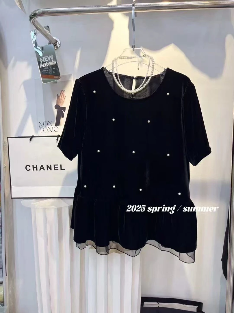 洋洋家新款时尚金丝绒上衣休闲洋气