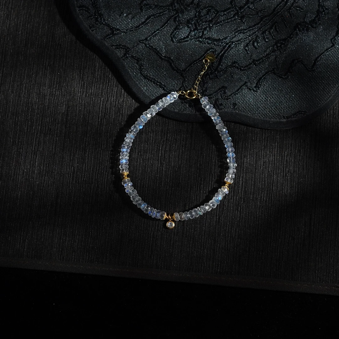 【清幽】月光石*手链*18k金镶嵌（备注手围）