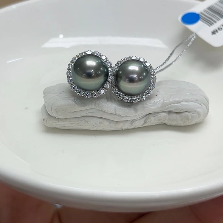 银S925镶嵌耳饰海水珍珠9-10mm28号