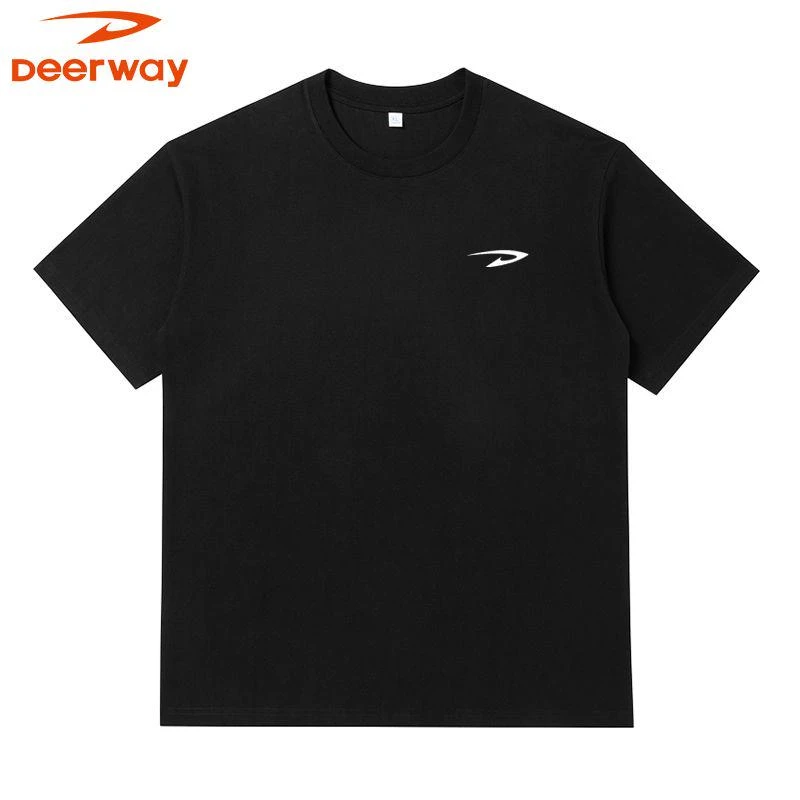 Deerway/德尔惠短袖t恤男夏季薄款印花五分袖圆领白t打底衫半袖