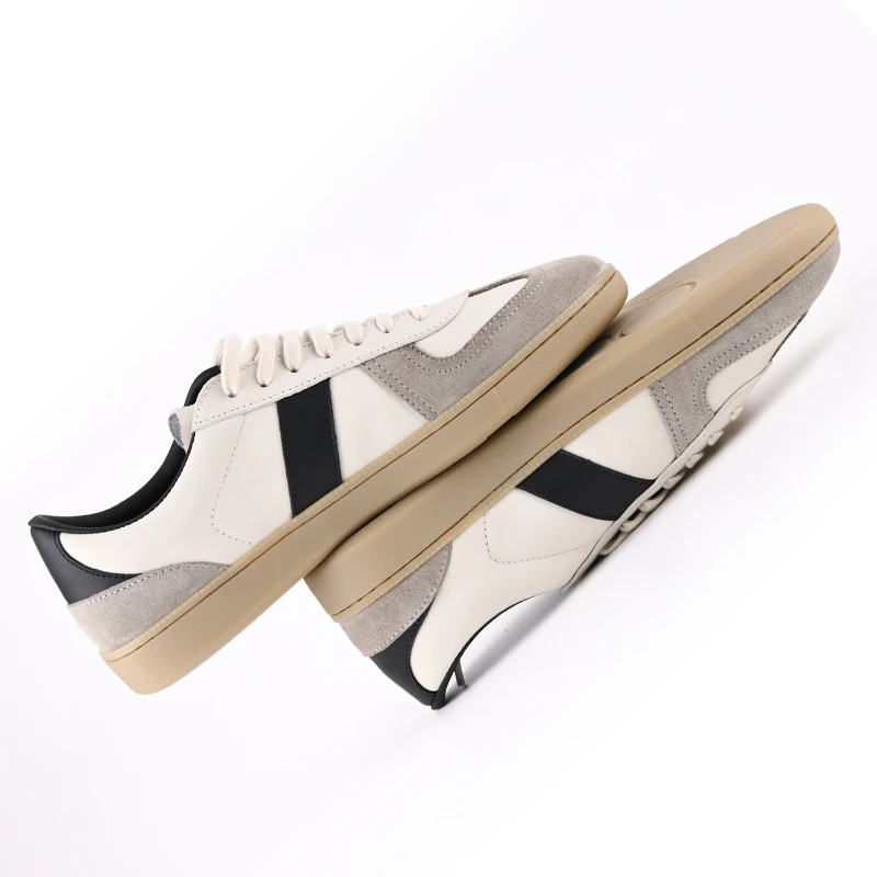 新款德训男鞋户外休闲鞋耐磨低帮板鞋运动鞋系带轻便真皮鞋