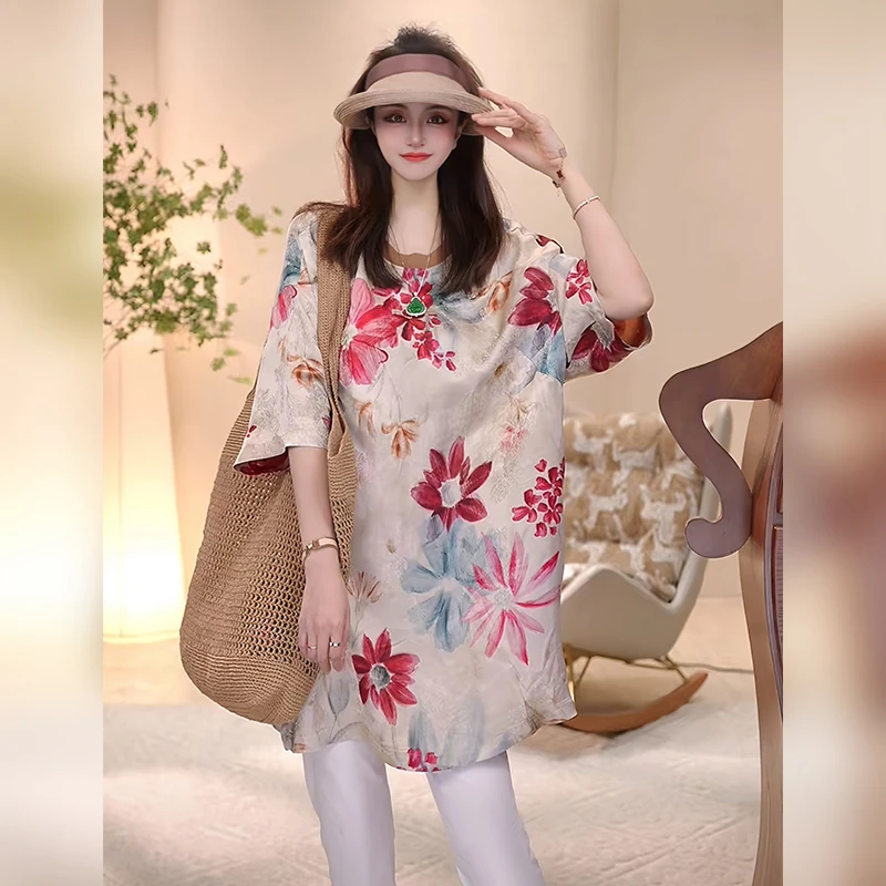 Linda姐高端线【欧若风】新款轻奢气质印花套头衬衫AS5SCS0337