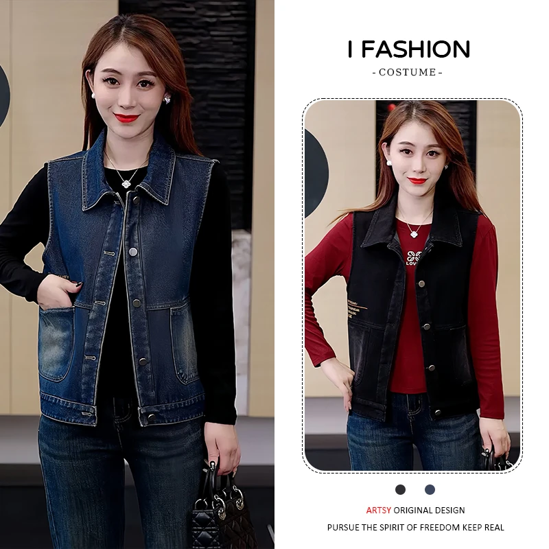 韩系风时尚百搭牛仔马夹女2025年夏季新款小个子洋气宽松显瘦上衣