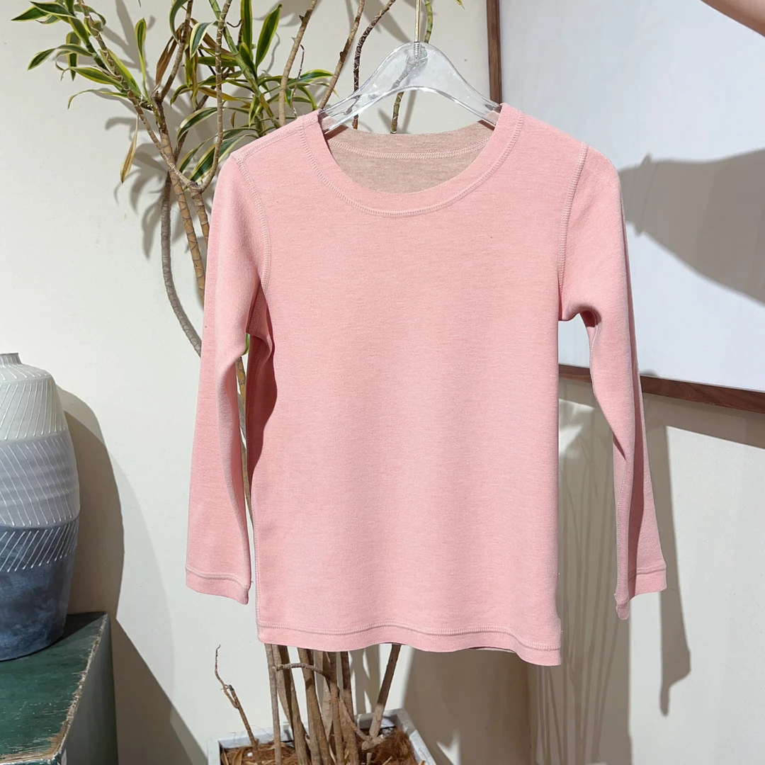 女童纯色圆领休闲百搭保暖上衣2001