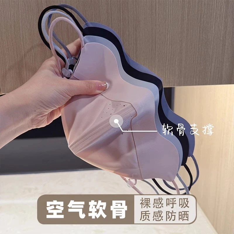 夏季软骨支撑薄款无痕防晒口罩女防紫外线冰感可调节立体显脸小