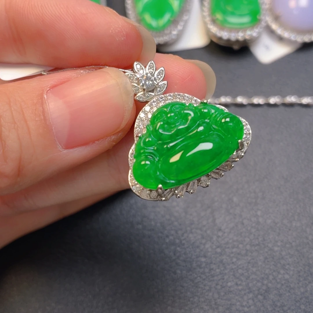 翡翠银S925镶嵌吊坠(不含链)