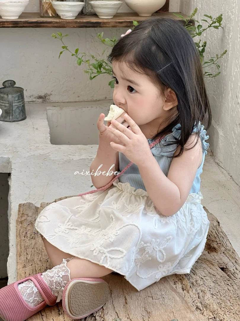 （直播专用）连衣裙套装韩版季节碎花女无袖小童纯色汉服