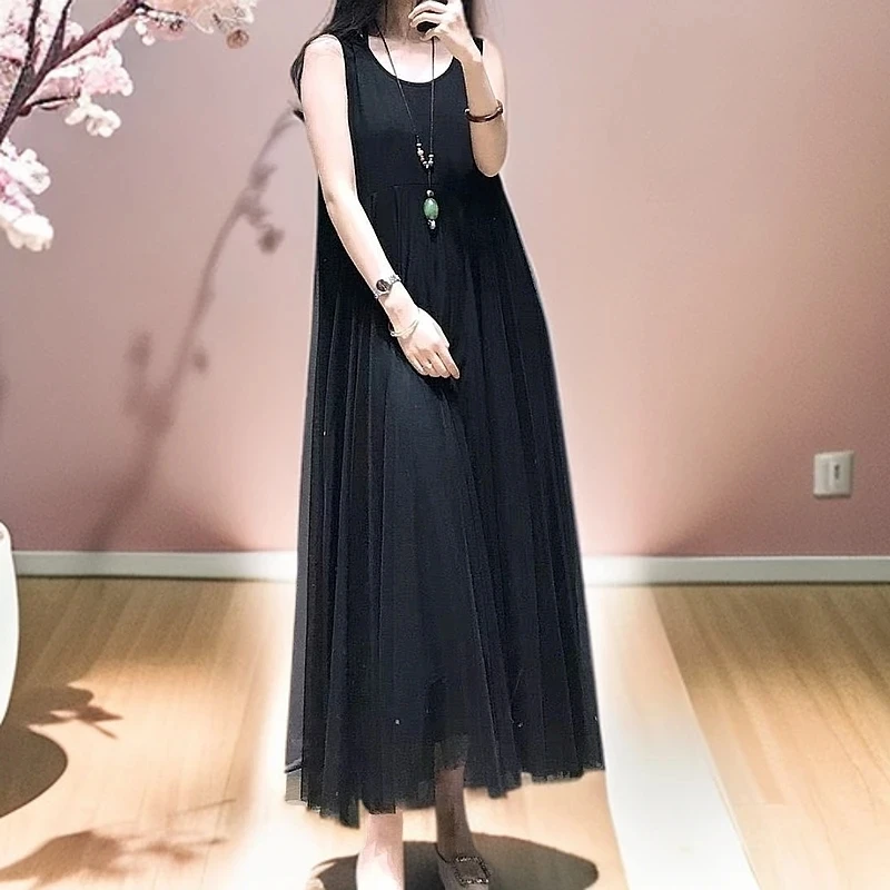 【9907】新款夏季时尚气质无袖长款连衣裙背心裙