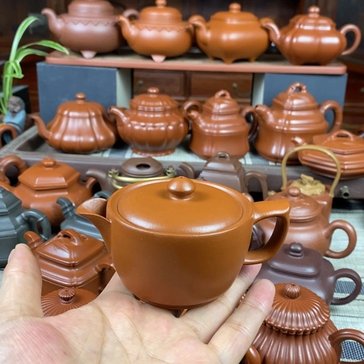 茶壶紫砂莲花汉瓦130cc原矿赵庄朱泥特价