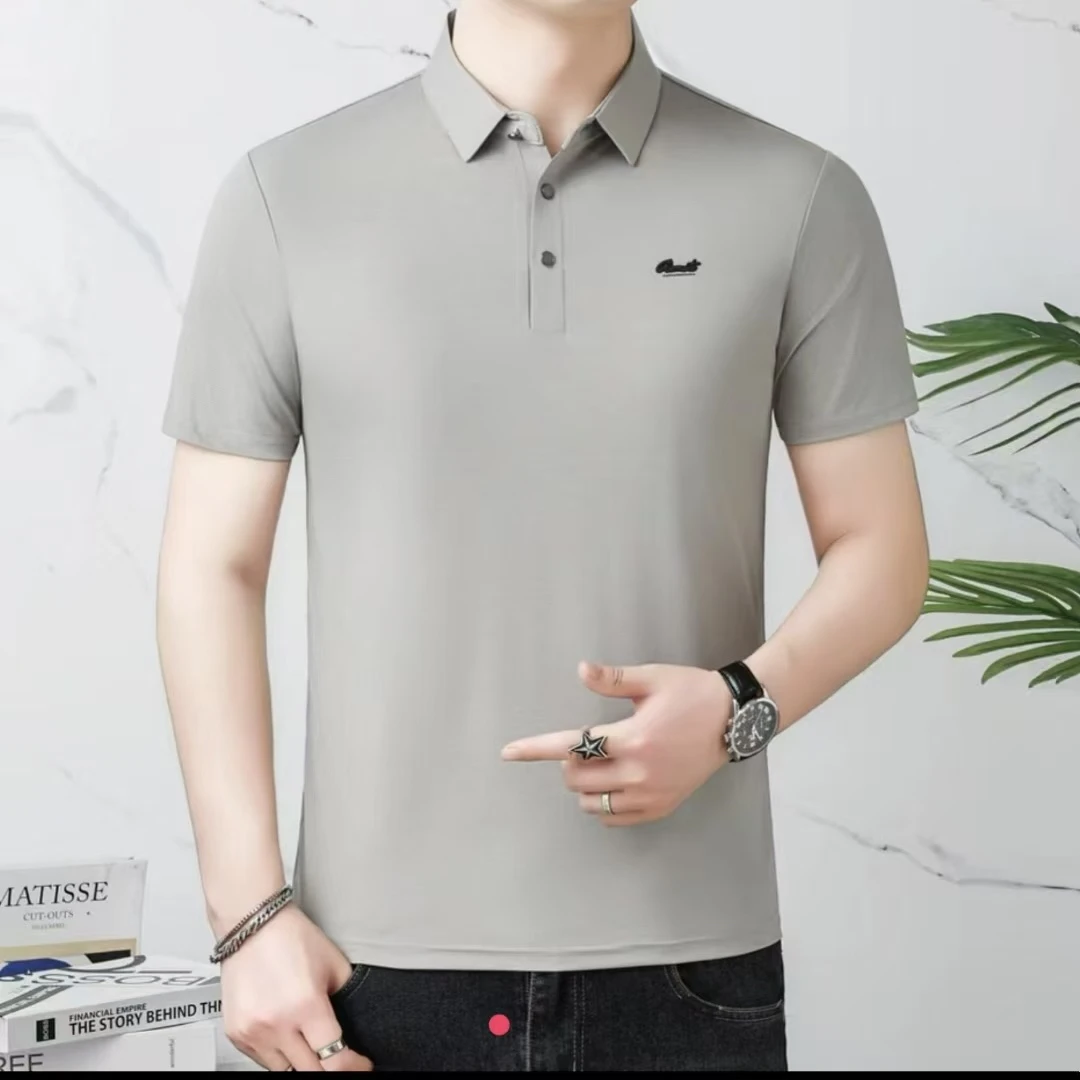 高档Polo衫男士简约夏季纯色半袖蜡染短袖男装薄款