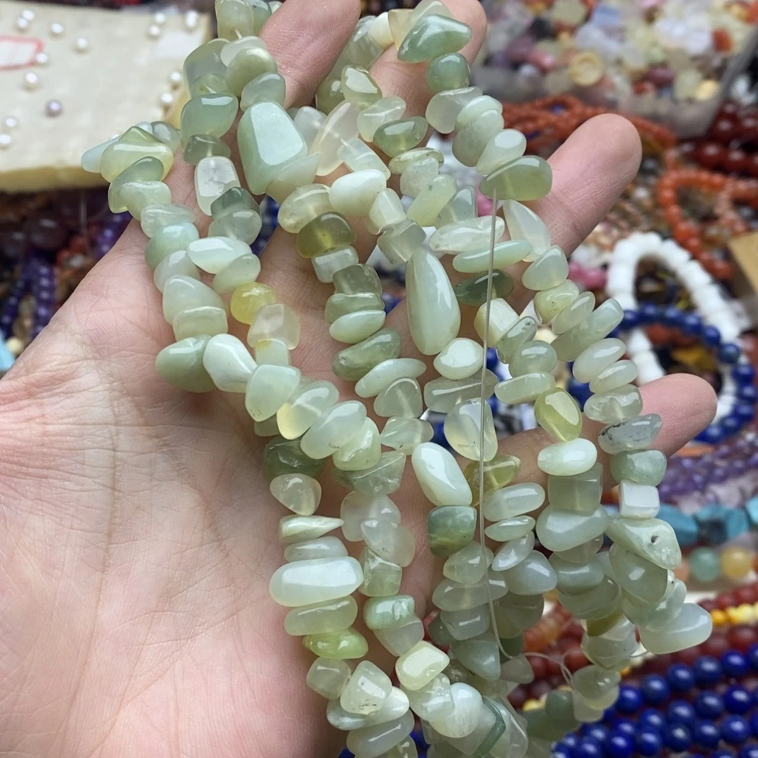 玛瑙/玉髓未镶嵌珠宝半成品一条岫玉不规则碎石毛衣链C14