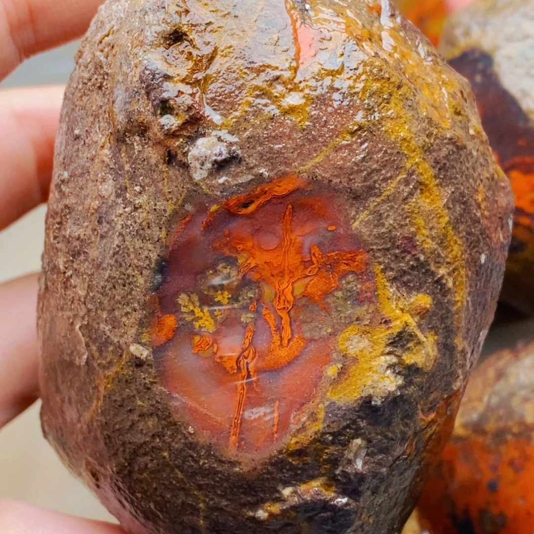 未镶嵌定制玛瑙心***韩战国红打磨不退不换