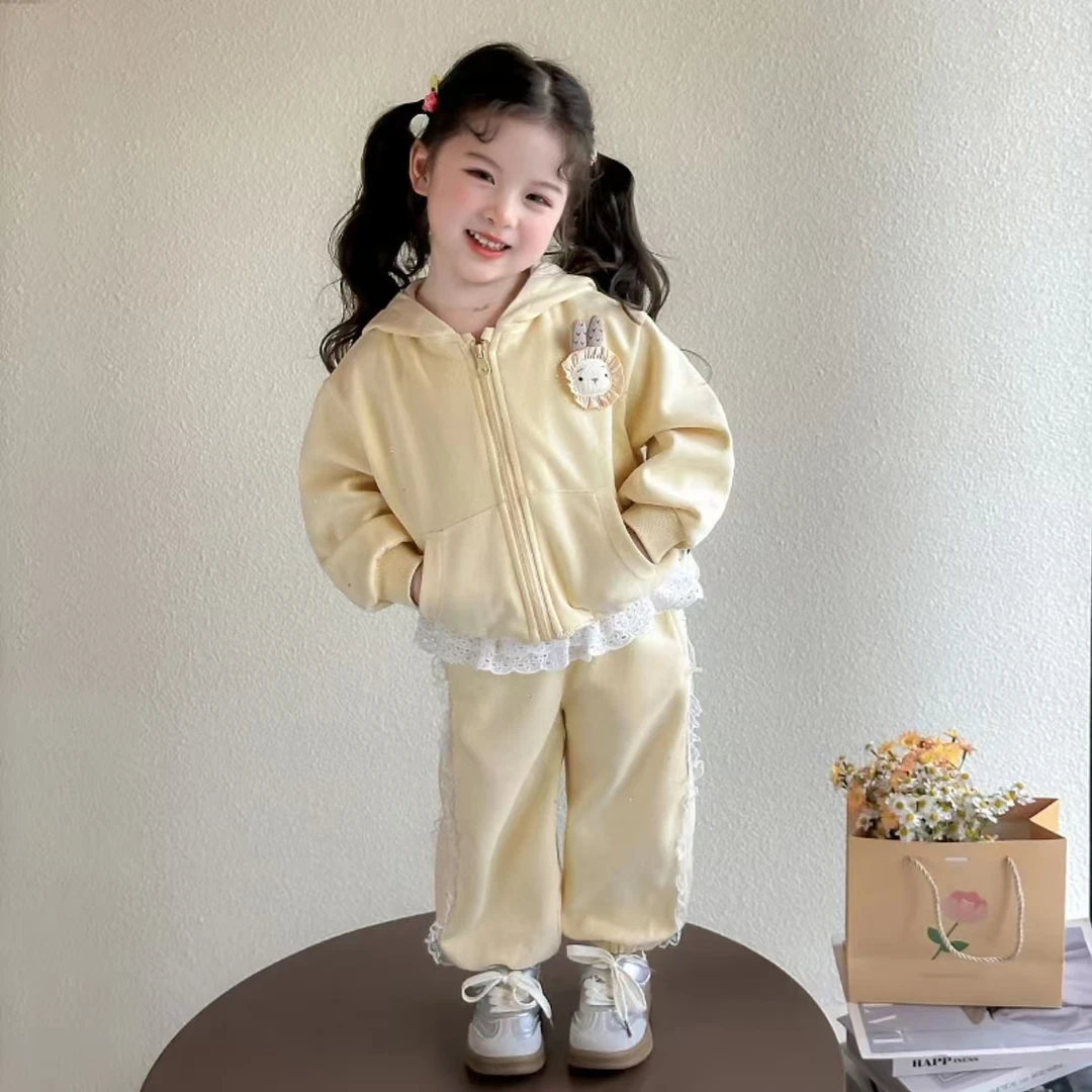 女童秋装2025新款套装小童女宝宝外套裤子两件套网红时髦