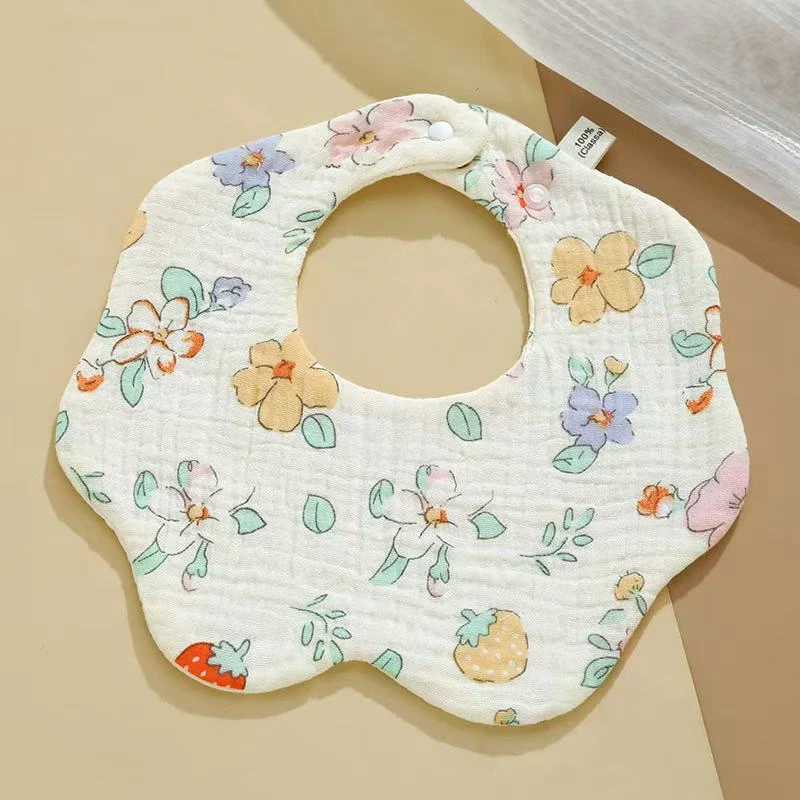 【口水巾】全棉花瓣围嘴可爱六层围兜a类纱布口水巾透气吸湿宝宝兜