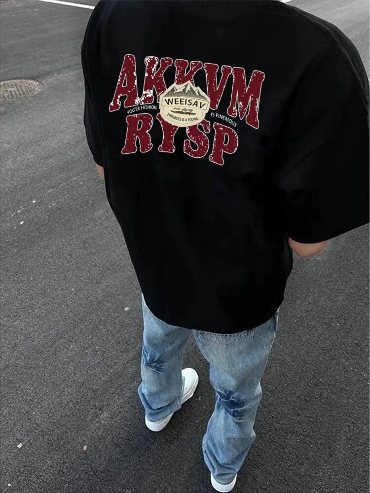 100%纯棉重磅短袖纯棉大码T恤字母潮牌百搭男女宽松休闲上衣情侣