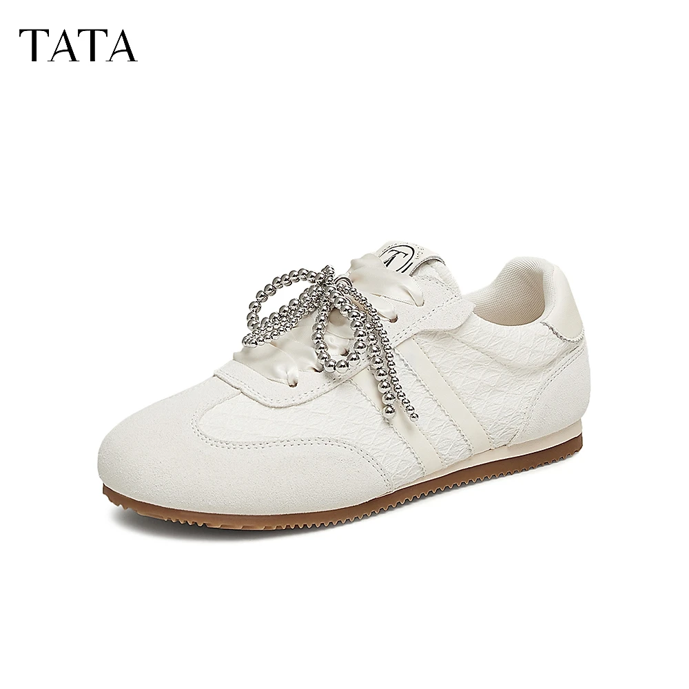 TATA他她芭蕾德训鞋女粉色运动鞋女2025新透气平底阿甘鞋CV401AM5